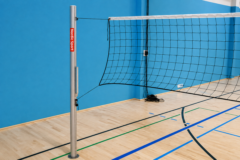 Round aluminium volleyball posts 100 mm