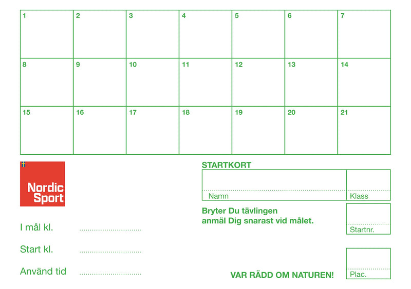 Orientation start cards 100Pack - Nordic Sport